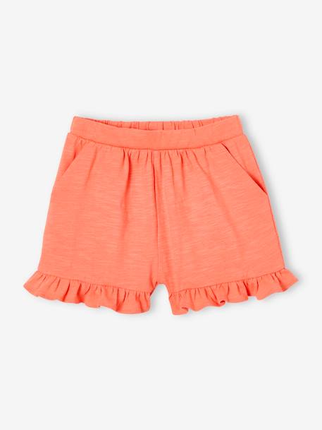 Ensemble T-shirt effet noué et short à volants fille corail+jaune d'or+vert d'eau 3 - vertbaudet enfant 