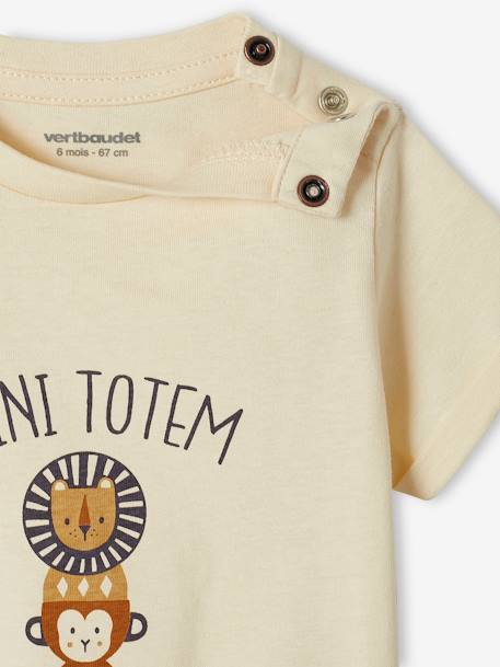 T-shirt mini totem bébé manches courtes écru+vert d'eau 2 - vertbaudet enfant 