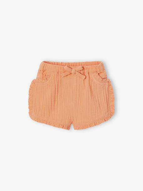 Ensemble bébé short, T-shirt rayé et bandeau orange 4 - vertbaudet enfant 