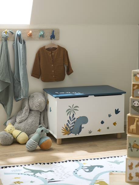 Coffre à jouets Dinosaure blanc imprimé 4 - vertbaudet enfant 