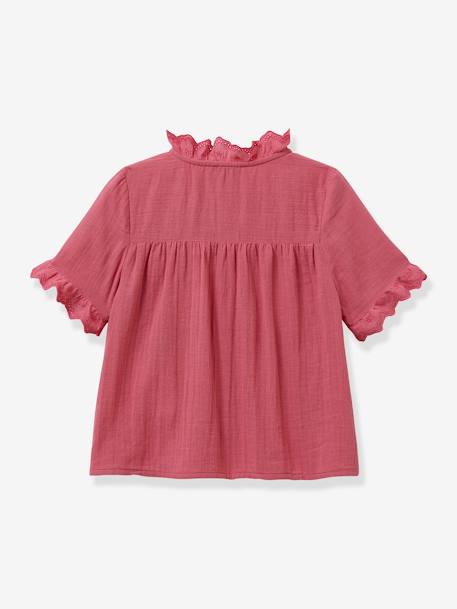 Fille-Chemise, blouse, tunique-Chemise fille avec broderie anglaise CYRILLUS