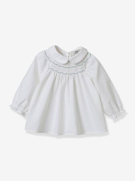 Blouse bébé à smocks CYRILLUS blanc 1 - vertbaudet enfant 