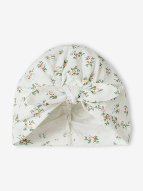 Bébé-Accessoires-Bonnet esprit turban bébé fille en maille imprimée