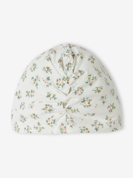 Bonnet esprit turban bébé fille en maille imprimée blanc imprimé 3 - vertbaudet enfant 