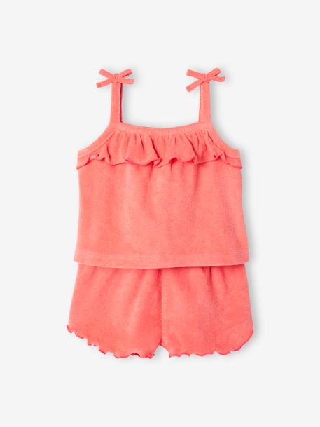 Ensemble en éponge bébé top à bretelles et short corail 1 - vertbaudet enfant 