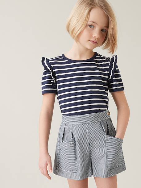 Short rayé CYRILLUS collection Hickory stripes rayé blanc 2 - vertbaudet enfant 