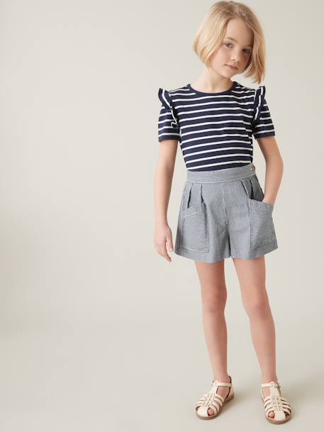 Short rayé CYRILLUS collection Hickory stripes rayé blanc 1 - vertbaudet enfant 