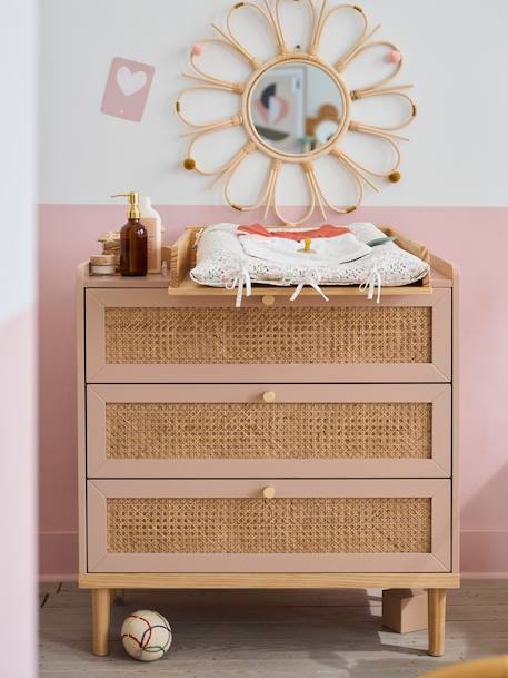 Commode en cannage LIGNE POÉSIE rose+vert 3 - vertbaudet enfant 