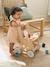 Chariot de marche poussette en bois FSC® rose+vert 2 - vertbaudet enfant 