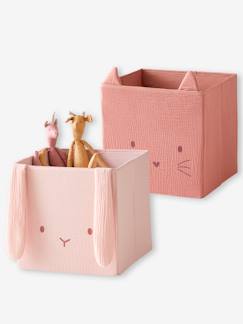 coin lecture-Chambre et rangement-Rangement-Meuble à cases, accessoires-Lot de 2 bacs animaux en gaze de coton