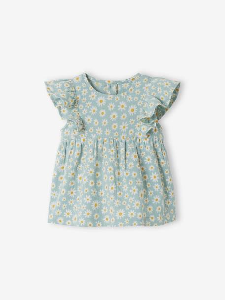 Blouse avec volants bébé bleu grisé 1 - vertbaudet enfant 