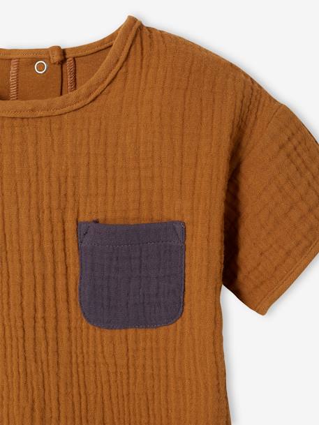 T-shirt bébé bi-matière caramel 3 - vertbaudet enfant 