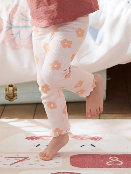 Legging imprimé en maille côtelée fille noisette+rose pâle+vert de gris 9 - vertbaudet enfant 