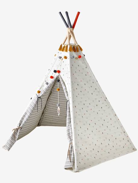 Tipi réversible Géronimo en tissu et bois FSC® caramel+multicolore 12 - vertbaudet enfant 