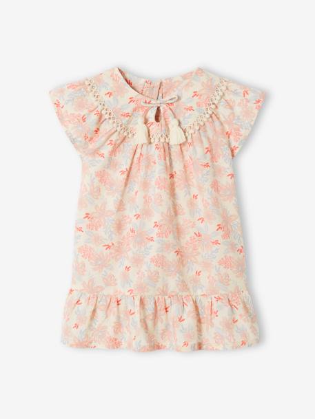 Robe fleurie bébé manches courtes écru 3 - vertbaudet enfant 