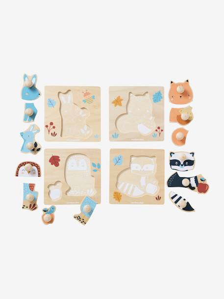 Lot de 4 puzzles boutons LES AMIS DE LA FORÊT en bois FSC® bois 4 - vertbaudet enfant 