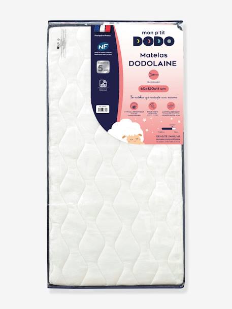 Matelas bébé Dodolaine déhoussable DODO blanc 1 - vertbaudet enfant 