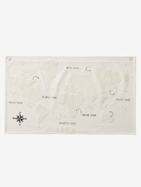 Carte du Monde mappemonde murale tissu écru 5 - vertbaudet enfant 