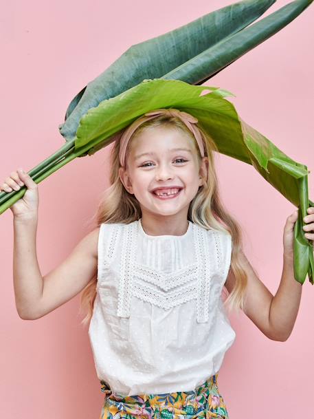 Blouse sans manches détails fantaisie fille écru 1 - vertbaudet enfant 