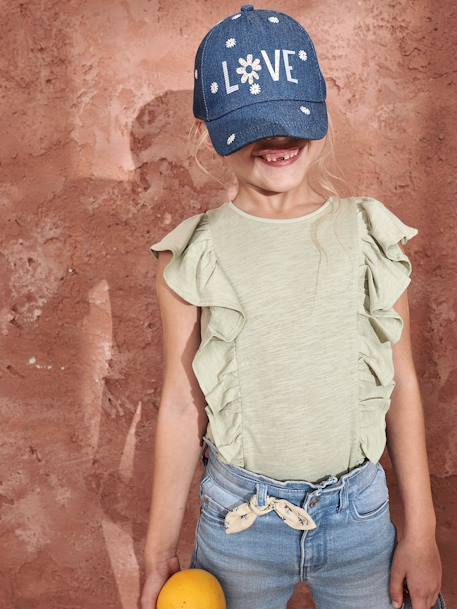 Pantacourt denim à noeud fille double stone+stone 2 - vertbaudet enfant 