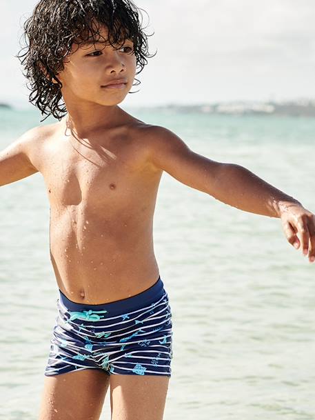 Boxer de bain imprimé tropical garçon rayé marine 5 - vertbaudet enfant 