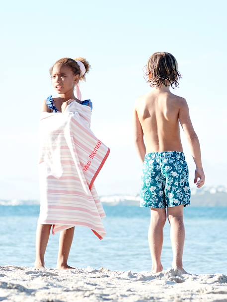 Serviette de plage / de bain fouta personnalisable rayé bleu+rayé rose 13 - vertbaudet enfant 