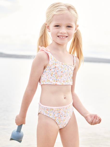 Maillot de bain 2 pièces réversible fille corail 2 - vertbaudet enfant 