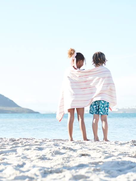 Serviette de plage / de bain fouta personnalisable rayé bleu+rayé rose 11 - vertbaudet enfant 