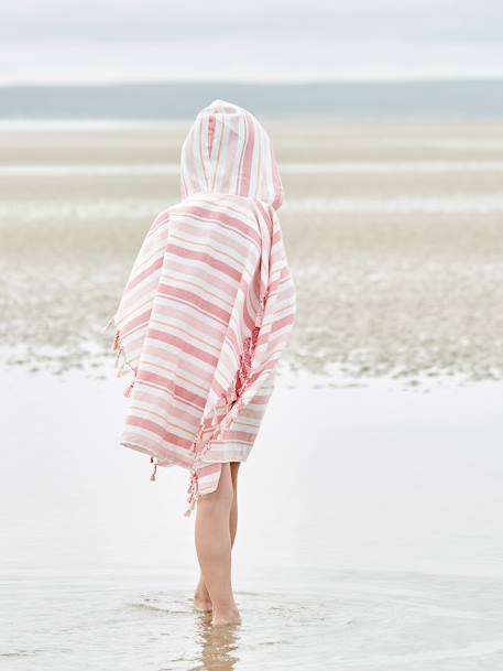 Poncho enfant fouta rayé personnalisable rayé bleu+rayé rose 10 - vertbaudet enfant 