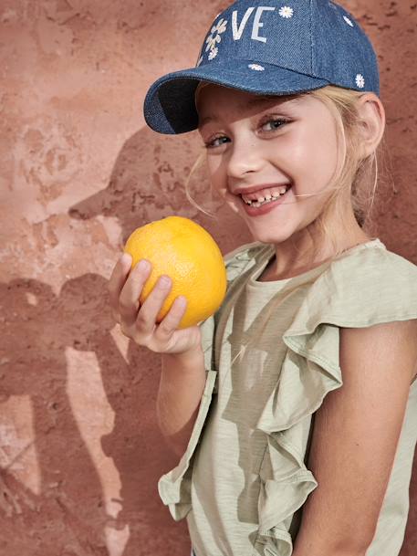 T-shirt à volants fille corail+pêche+vert sauge 7 - vertbaudet enfant 