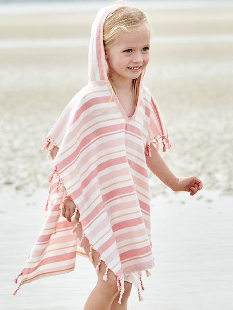 Poncho enfant fouta rayé personnalisable rayé bleu+rayé rose 6 - vertbaudet enfant 