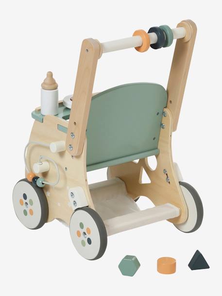 Chariot de marche poussette en bois FSC® rose+vert 17 - vertbaudet enfant 