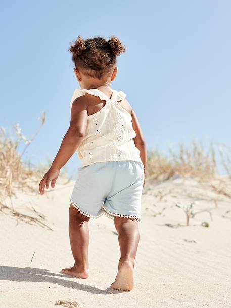 Short bébé finition pompons bleu ciel 5 - vertbaudet enfant 