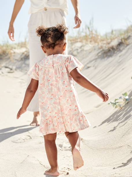 Robe fleurie bébé manches courtes écru 8 - vertbaudet enfant 