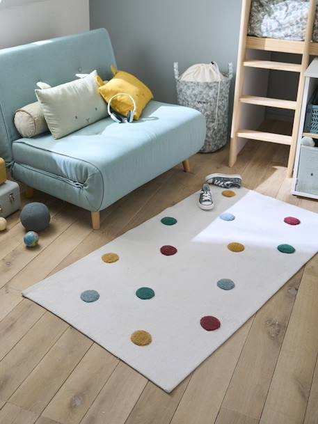 Tapis rectangle à pois écru 2 - vertbaudet enfant 