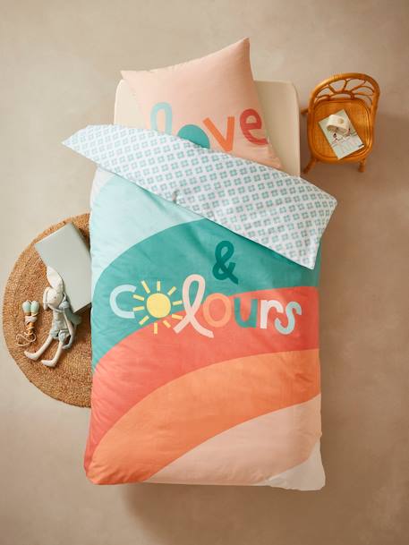 Parure enfant housse de couette + taie d'oreiller BOHO multicolore 1 - vertbaudet enfant 