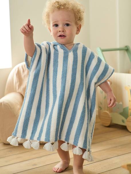 Bébé-Cape, peignoir de bain-Poncho de bain bébé à rayures personnalisable