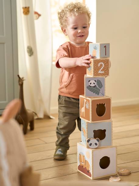 Tour de cubes avec formes à encastrer en bois FSC® Croque la vie+Les amis de la forêt+Tanzanie 17 - vertbaudet enfant 