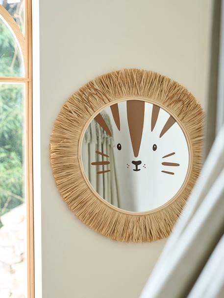 Miroir XL Lion en rotin et raphia moka 3 - vertbaudet enfant 