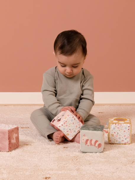 Lot de 4 cubes doux - Flowers & Butterflies - LITTLE DUTCH rose 4 - vertbaudet enfant 