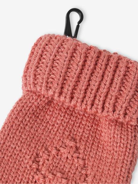 Ensemble bébé fille bonnet + snood + moufles coeurs vieux rose 6 - vertbaudet enfant 