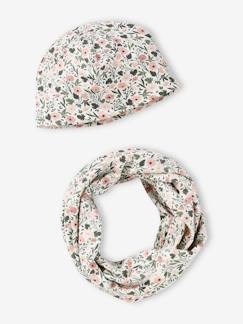 Ensemble fleuri fille bonnet + snood  - vertbaudet enfant