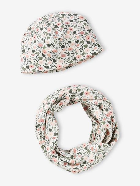 Fille-Accessoires-Ensemble fleuri fille bonnet + snood