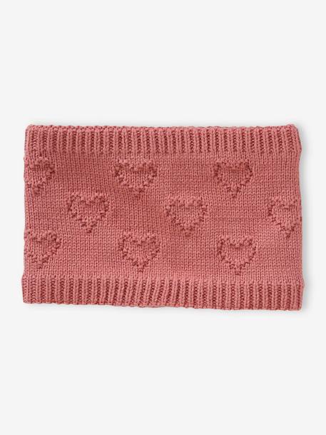 Ensemble bébé fille bonnet + snood + moufles coeurs vieux rose 3 - vertbaudet enfant 