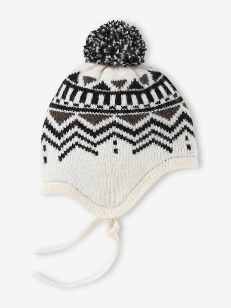 Bonnet en maille jacquard garçon beige 1 - vertbaudet enfant 