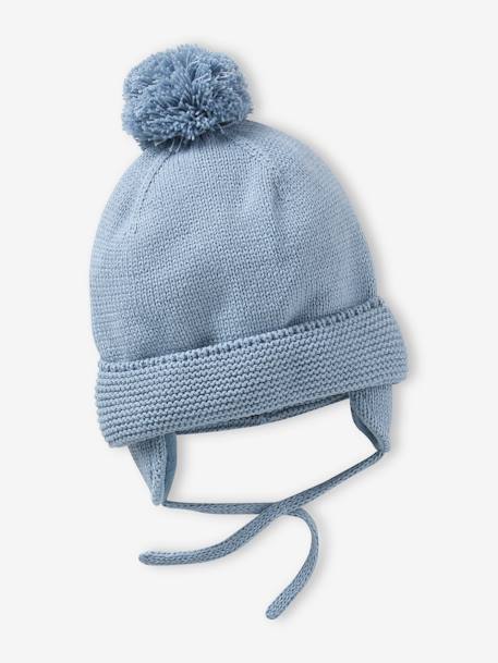 Ensemble bébé garçon bonnet + snood + moufles BASICS bleu grisé 2 - vertbaudet enfant 