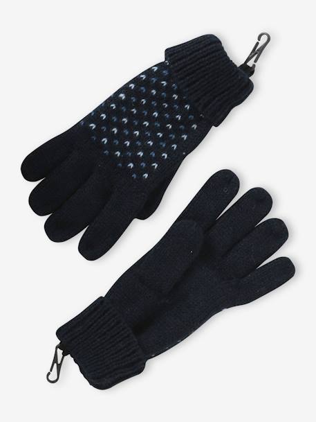 Ensemble bonnet + snood + gants ou moufles en maille jacquard tripoint garçon bleu nuit 4 - vertbaudet enfant 