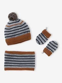 Ensemble marin bébé garçon bonnet + snood + moufles  - vertbaudet enfant