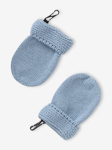 Ensemble bébé garçon bonnet + snood + moufles BASICS bleu grisé 4 - vertbaudet enfant 