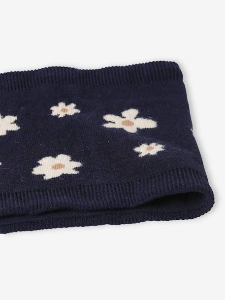 Snood fille avec motifs marguerites en jacquard marine 3 - vertbaudet enfant 